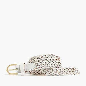 J. Crew Factory White Skinny Braided Leather Belt